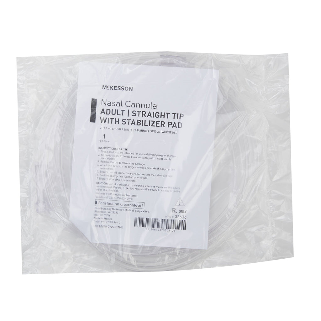 Nasal Cannula McKesson Adult Straight Prong / Flared Tip 7 Foot Tubing