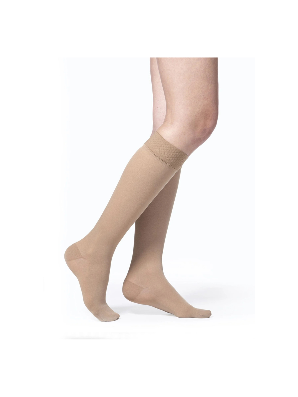 Sigvaris Essential Opaque 860 Women's 30-40mmHg Calf Closed Toe Light Beige Calf Grip-Top SL