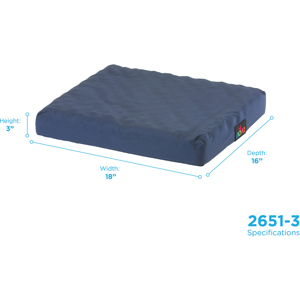 Nova 3" CONVOLUTED FOAM CUSHION WTH COVER FOR 18" X 16" WHEELCHAIR