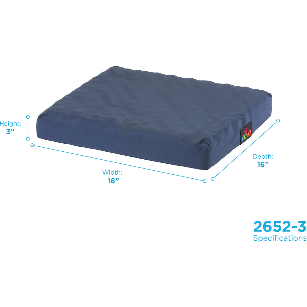 Nova 3" CONVOLUTED FOAM CUSHION WITH COVER FOR 16" X 16" WHEELCHAIR