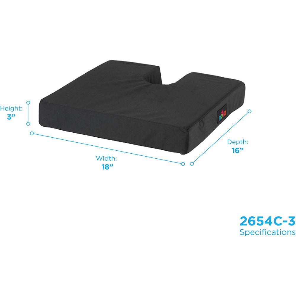 NOVA COCCYX FOAM CUSHION WITH COVER FOR 18" X 16" WHEELCHAIR