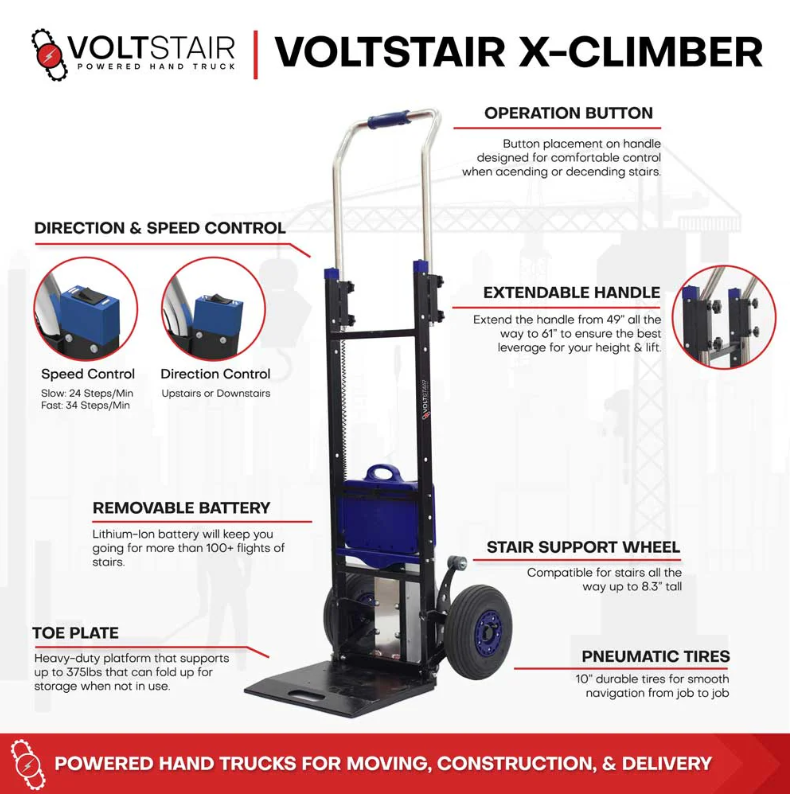Climbing Steps X-Climber Powered Handtruck 375 lbs.