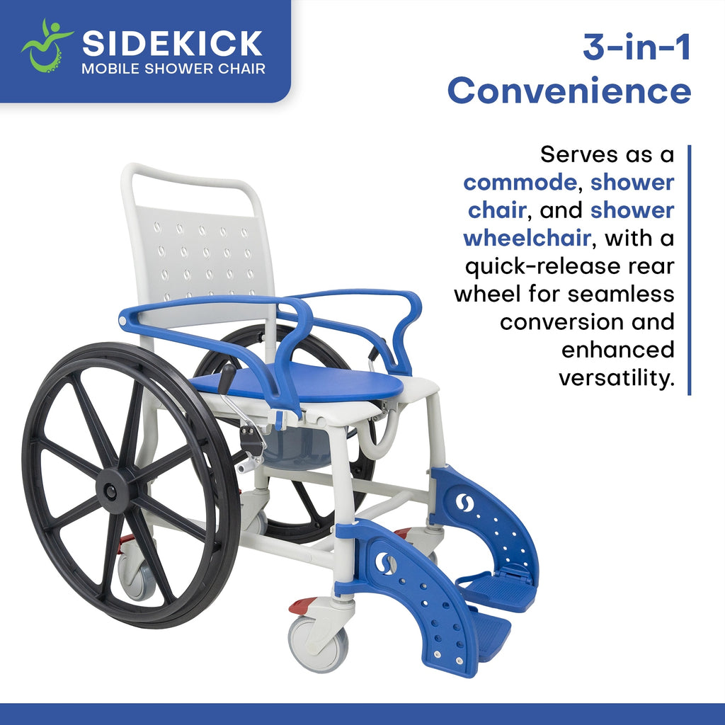 Climbing Steps Sidekick Ultralight Shower Chair w/ Rear Wheels Kit