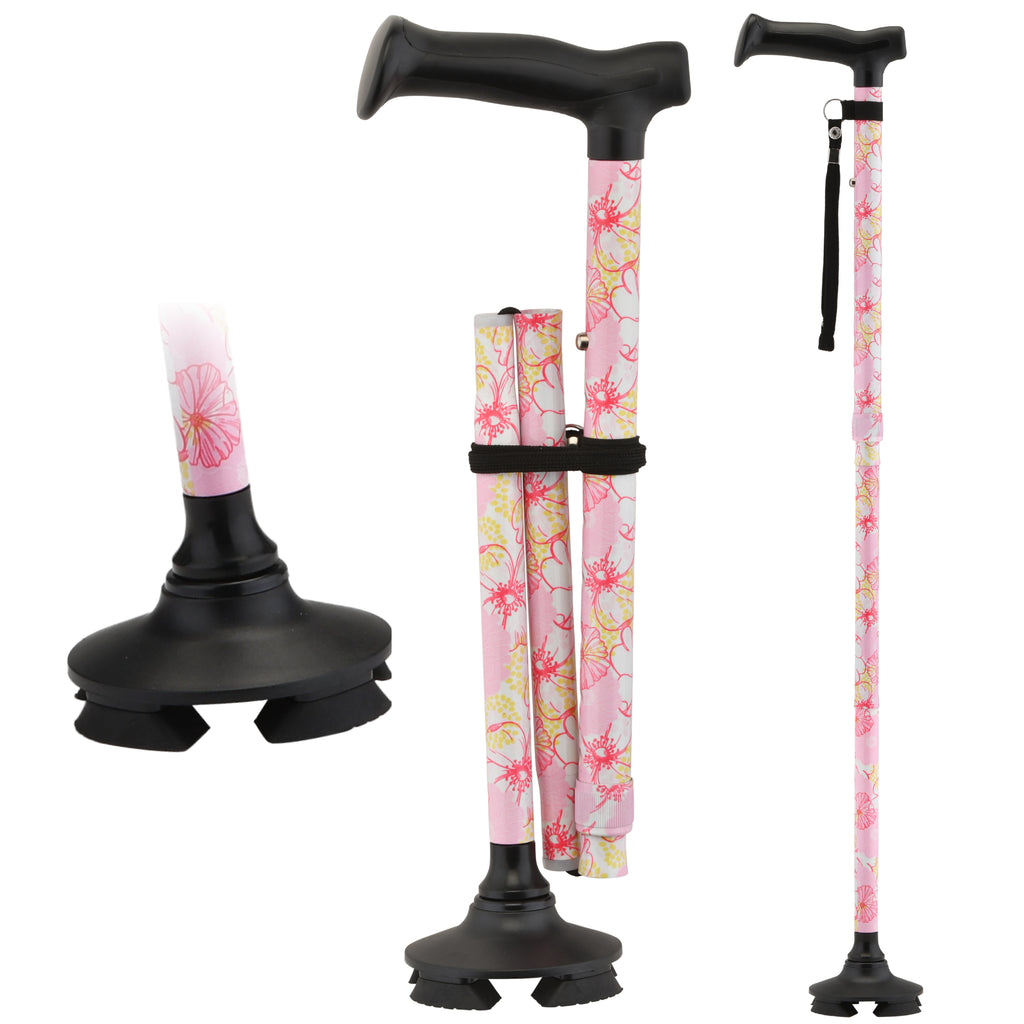 Nova FOLDING CANE WITH QUAD TIP BLACK