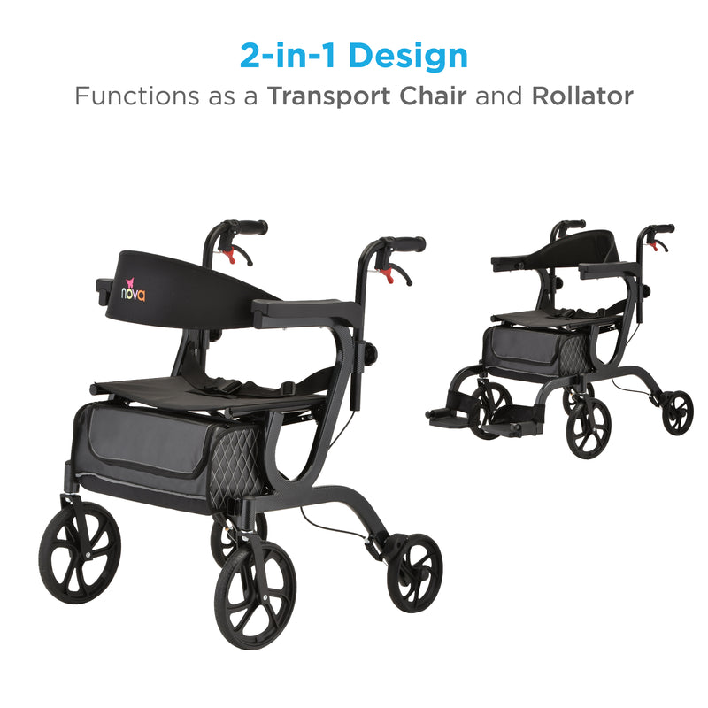 Gemini 2 in 1 Rollator Transport Chair 4500BK