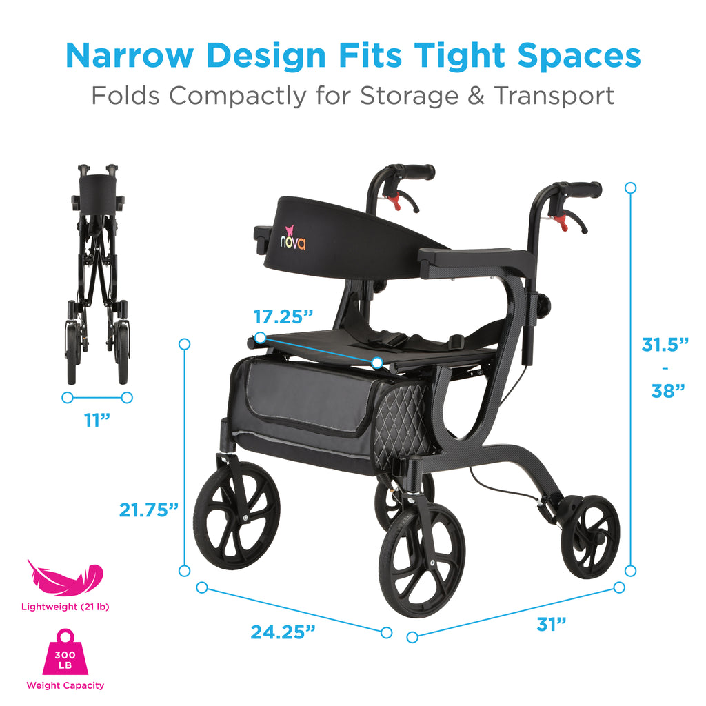 Gemini 2 in 1 Rollator Transport Chair 4500BK