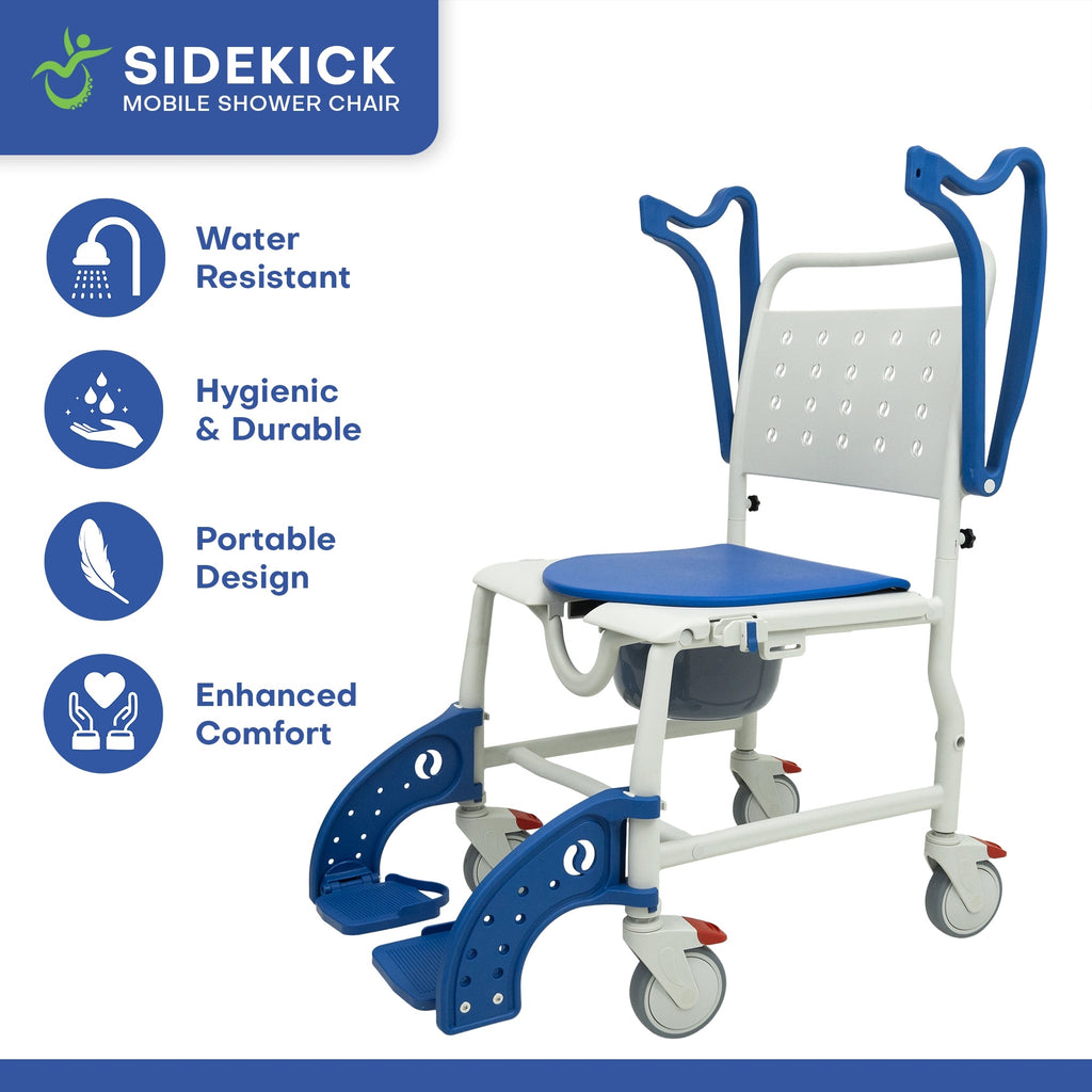 Climbing Steps Sidekick Ultralight Shower Chair w/ Rear Wheels Kit