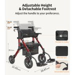 Vocic Z51 Shift Combo 2 In 1 Rollator - Transport Chair Walker