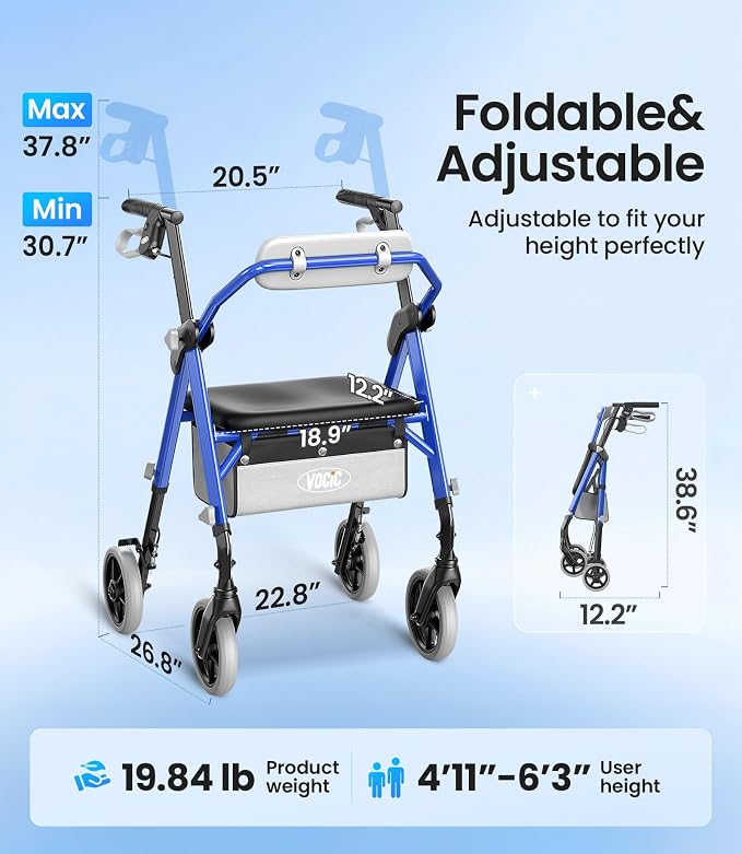 Z11 Standard Rollator Walker with Padded Foam Seat