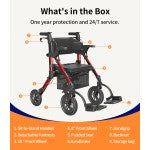 Vocic Z51 Shift Combo 2 In 1 Rollator - Transport Chair Walker