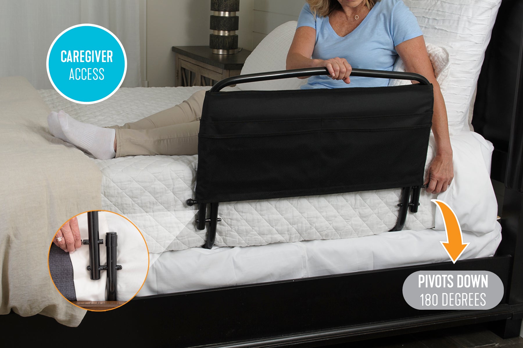 Stander 30" Safety Bed Rail & Padded Pouch: 8051