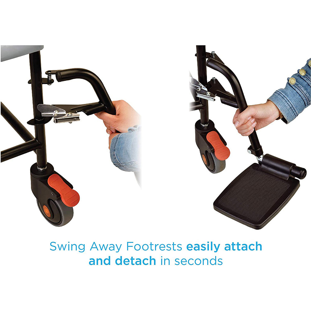 Nova Drop Arm Commode Transport Chair with Wheels