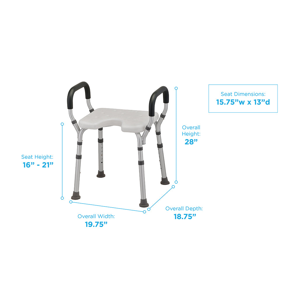 Nova Bath Seat With Arms & U-Shaped Hygienic Cutout