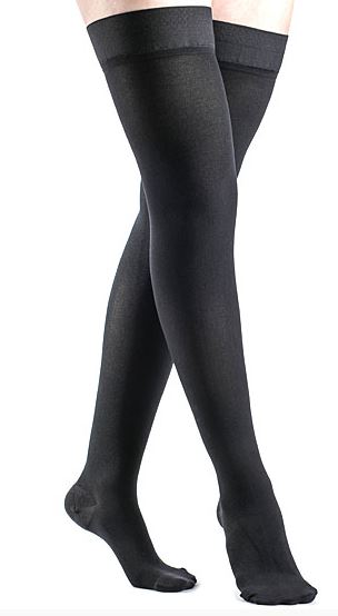 Sigvaris Dynaven 970 Opaque Men's 30–40mmHg Thigh w/ Grip-Top Closed Toe Black SL