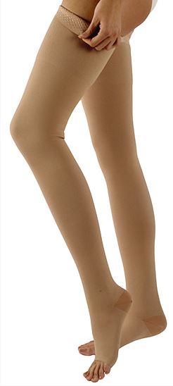 Sigvaris Dynaven 970 Opaque 20-30mmHg Thigh w/Grip-Top Open Toe Light Beige SL