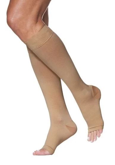 Sigvaris Dynaven 970 Opaque 30–40mmHg Calf Open Toe Light Beige SL