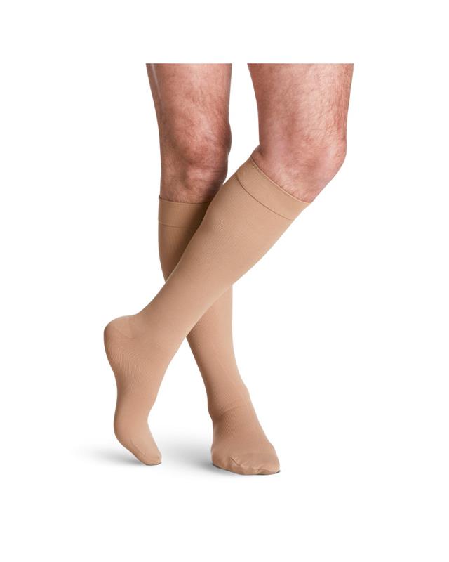 Sigvaris Essential Cotton 230 Men’s 30-40mmHg Calf Closed Toe Light Beige Standard LL