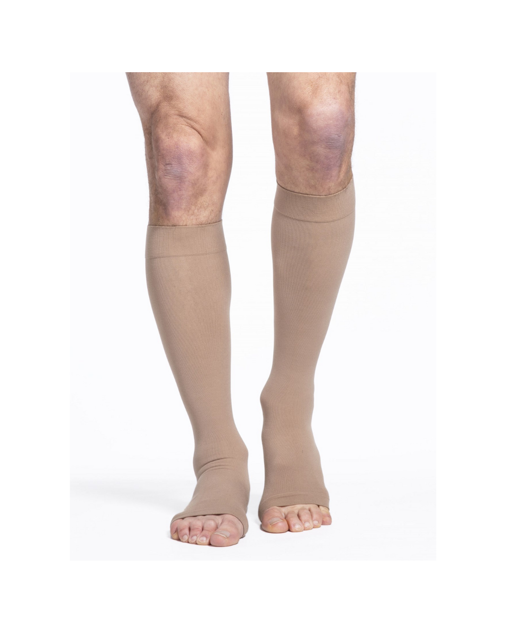 Sigvaris Essential Cotton 230 30-40mmHg Calf Open Toe Light Beige Standard LS