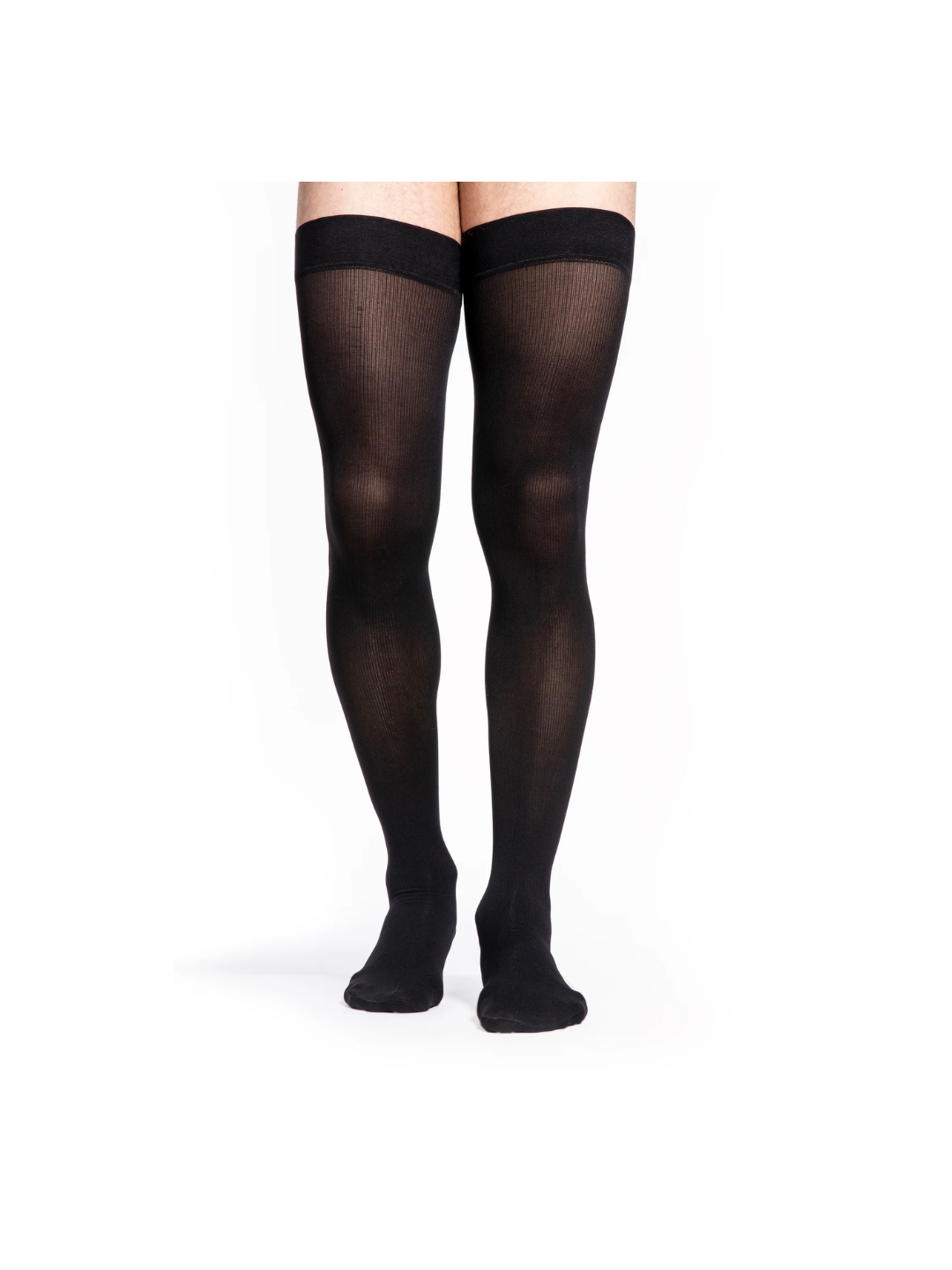 Sigvaris Style Microfiber 820 Men’s 20-30mmHg Thigh w/Grip-Top Closed Toe Black Standard MS