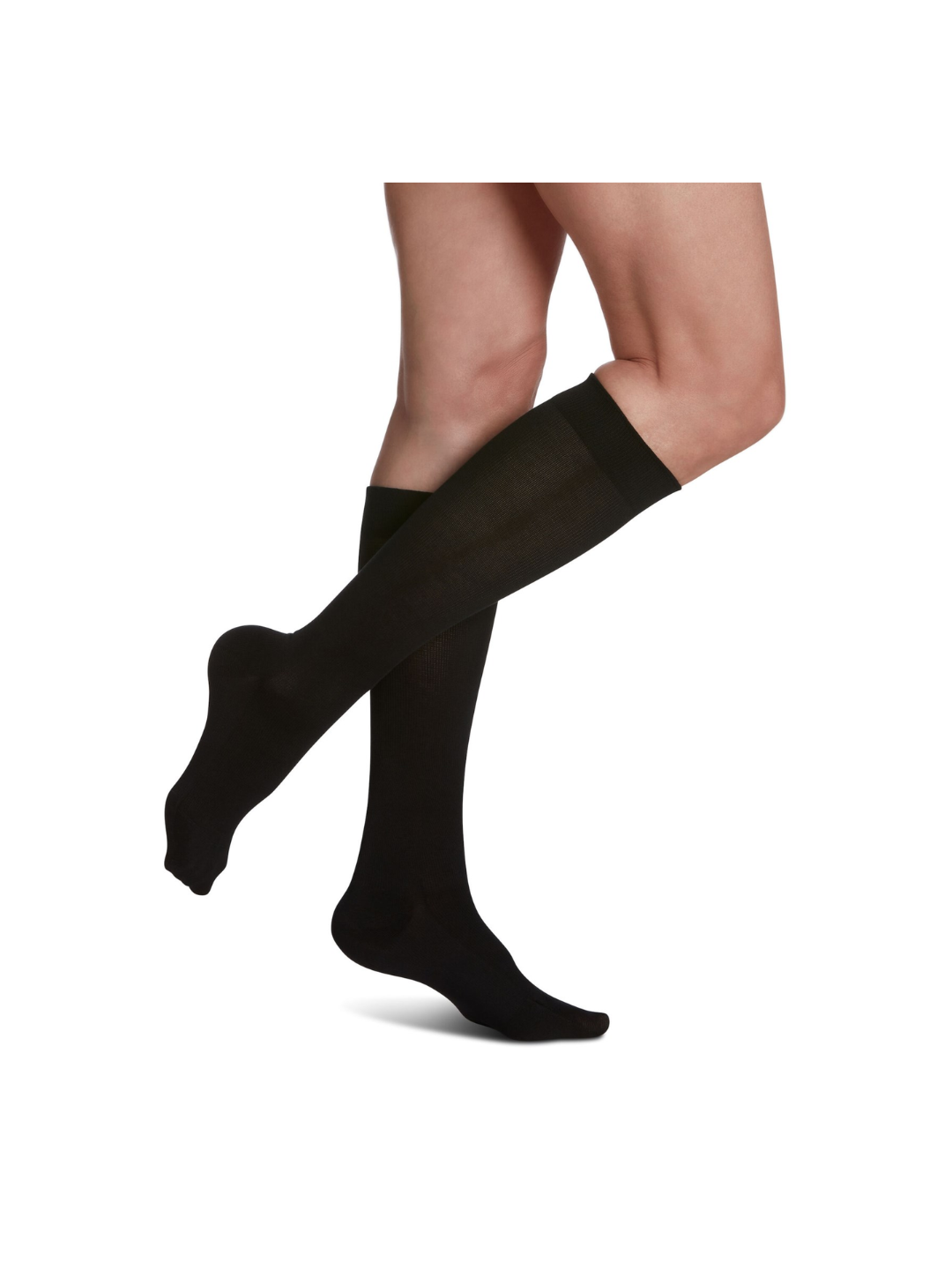 Sigvaris Well Being Sea Island Cotton 151 Women's 15–20mmHg Calf Closed Toe Black 5 – 7