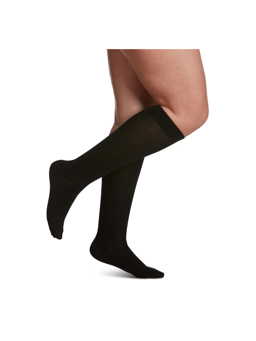 Sigvaris Well Being Casual Cotton 146 Women's 15–20mmHg Calf Closed Toe Black 5 – 7