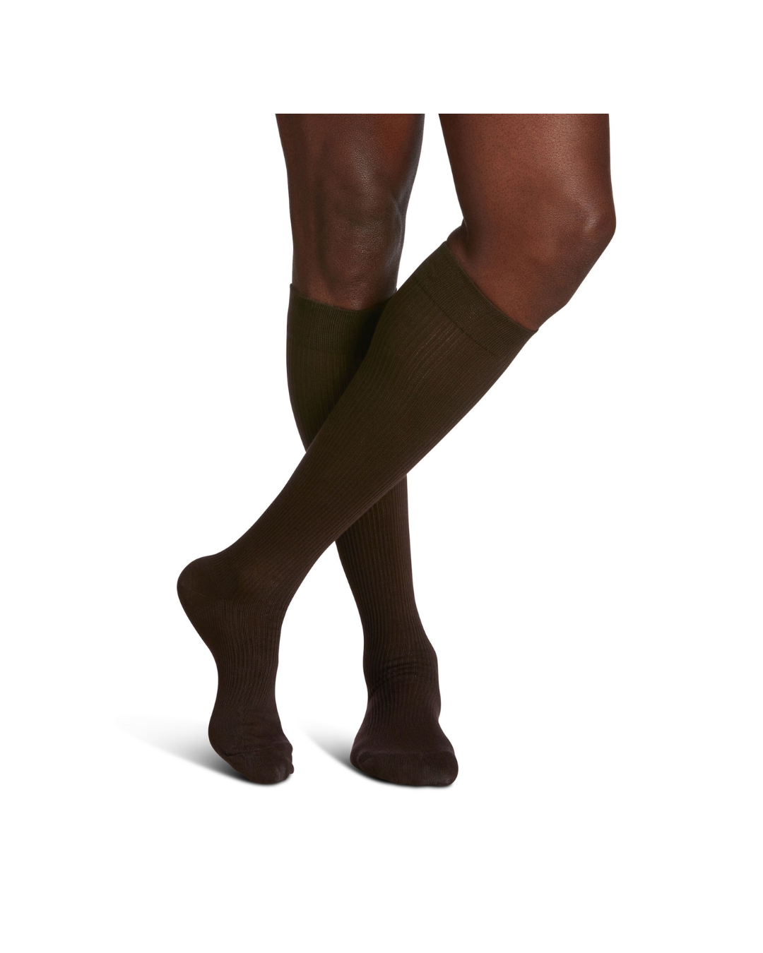 Sigvaris Well Being Casual Cotton 186 Men's 15–20mmHg Calf Closed Toe Brown 6½ - 8½
