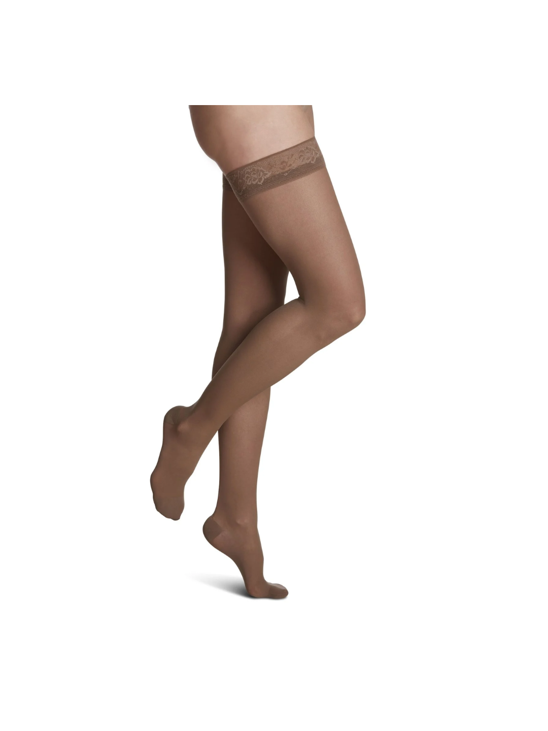 Sigvaris Style Sheer 780 Women’s 15-20mmHg Thigh w/Grip-Top Closed Toe Café LL