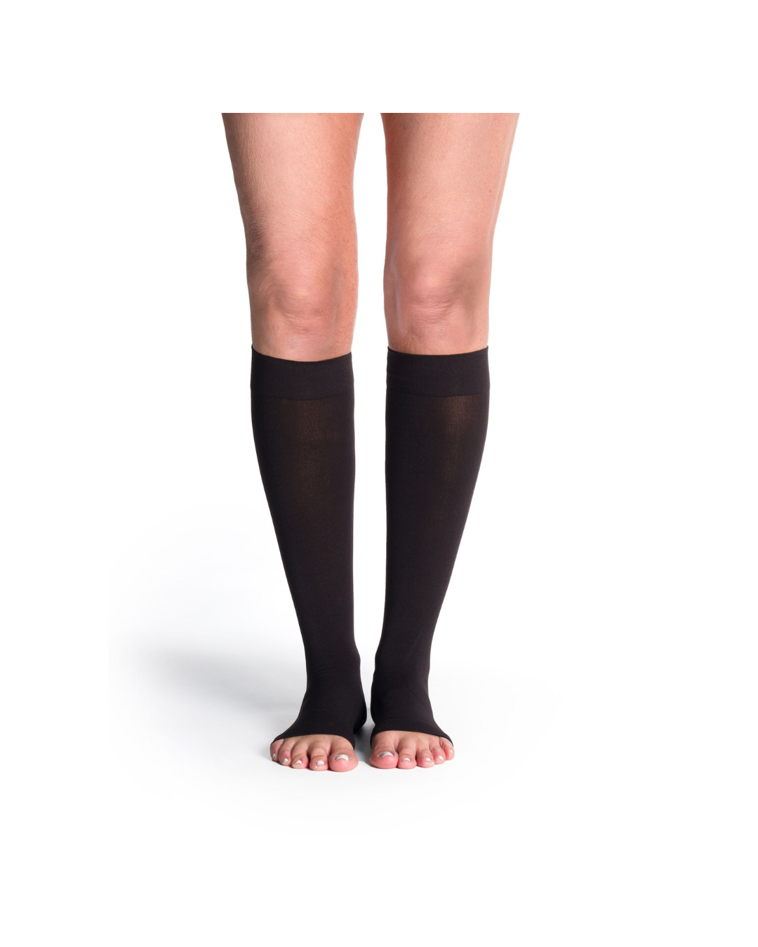 Sigvaris Style Soft Opaque 840 30-40mmHg Calf Open Toe Black Standard LL