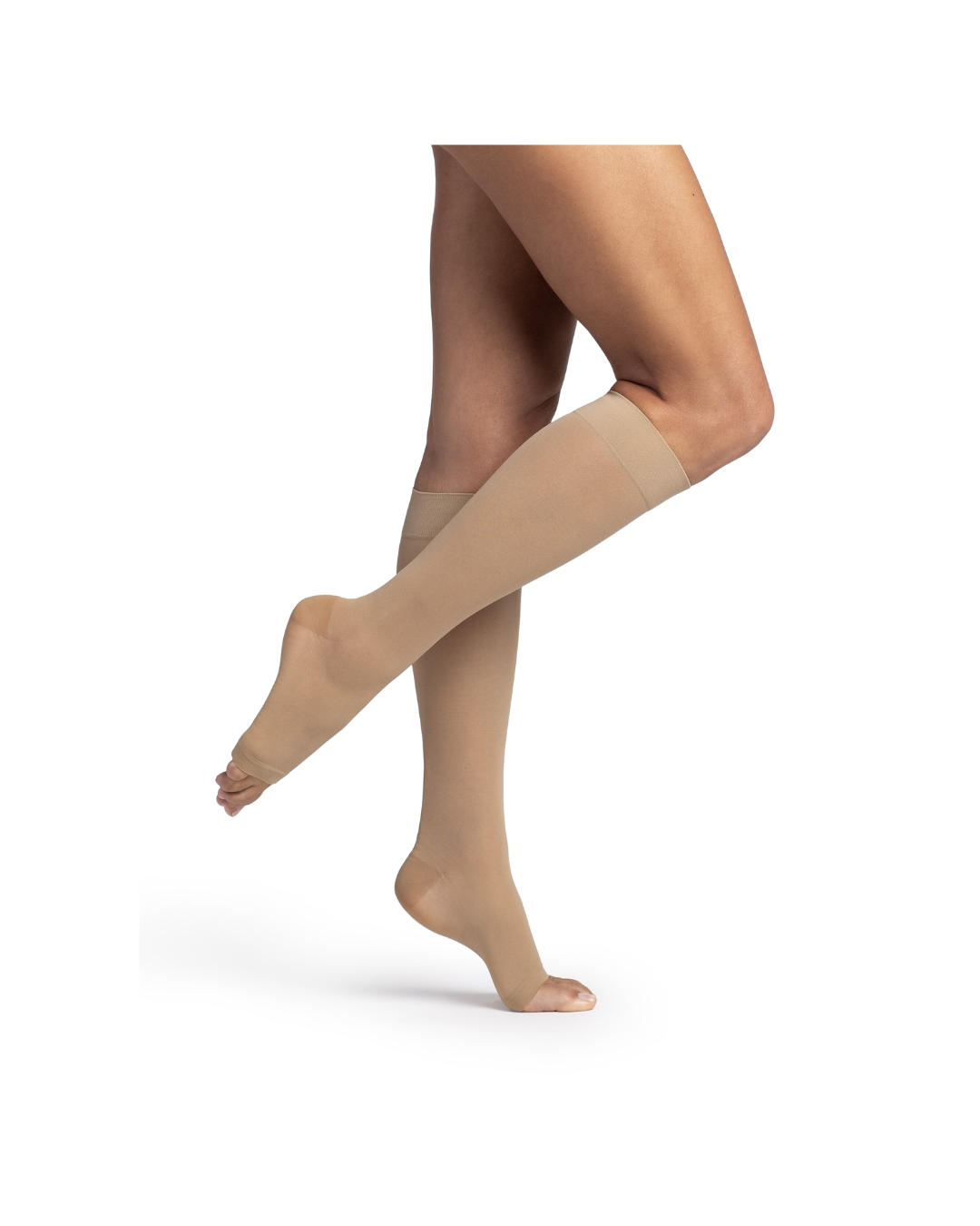 Sigvaris Dynaven 980 Sheer 20-30mmHg Calf Open Toe Beige LL