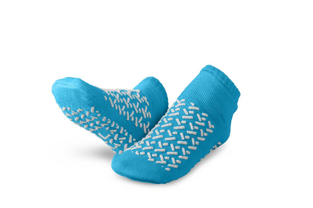 Medline Double Tread Slippers with Skid-Resistant Soles, Blue Large