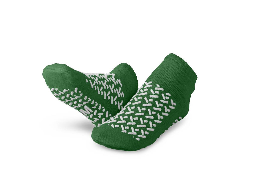 Medline Double Tread Slippers with Skid-Resistant Soles, Green Medium