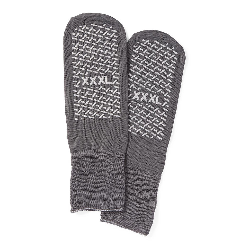 Medline Double-Tread Patient Slippers, Terry Inside, Gray, Bariatric