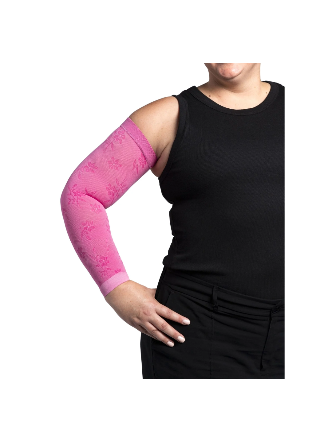 Sigvaris Specialty Secure Lite Armsleeve 570 20–30mmHg Dusty Rose Floral M