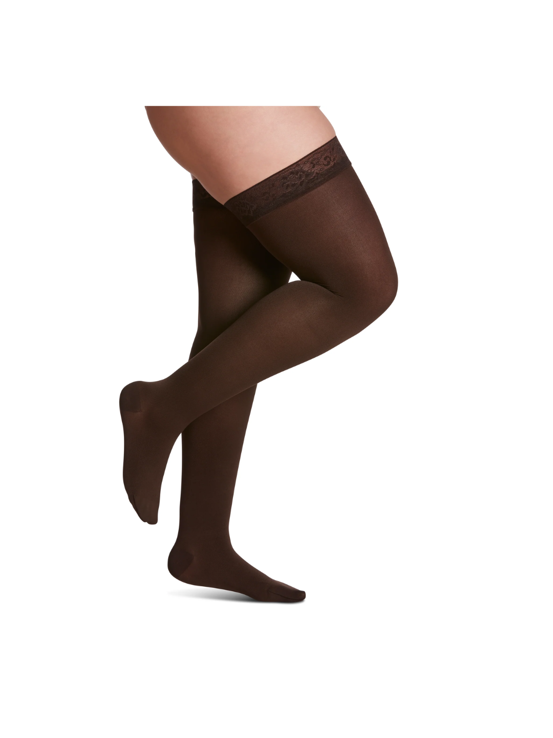 Sigvaris Style Soft Opaque 840 Women’s 20–30mmHg Thigh w/Grip-Top Closed Toe Espresso Standard ML