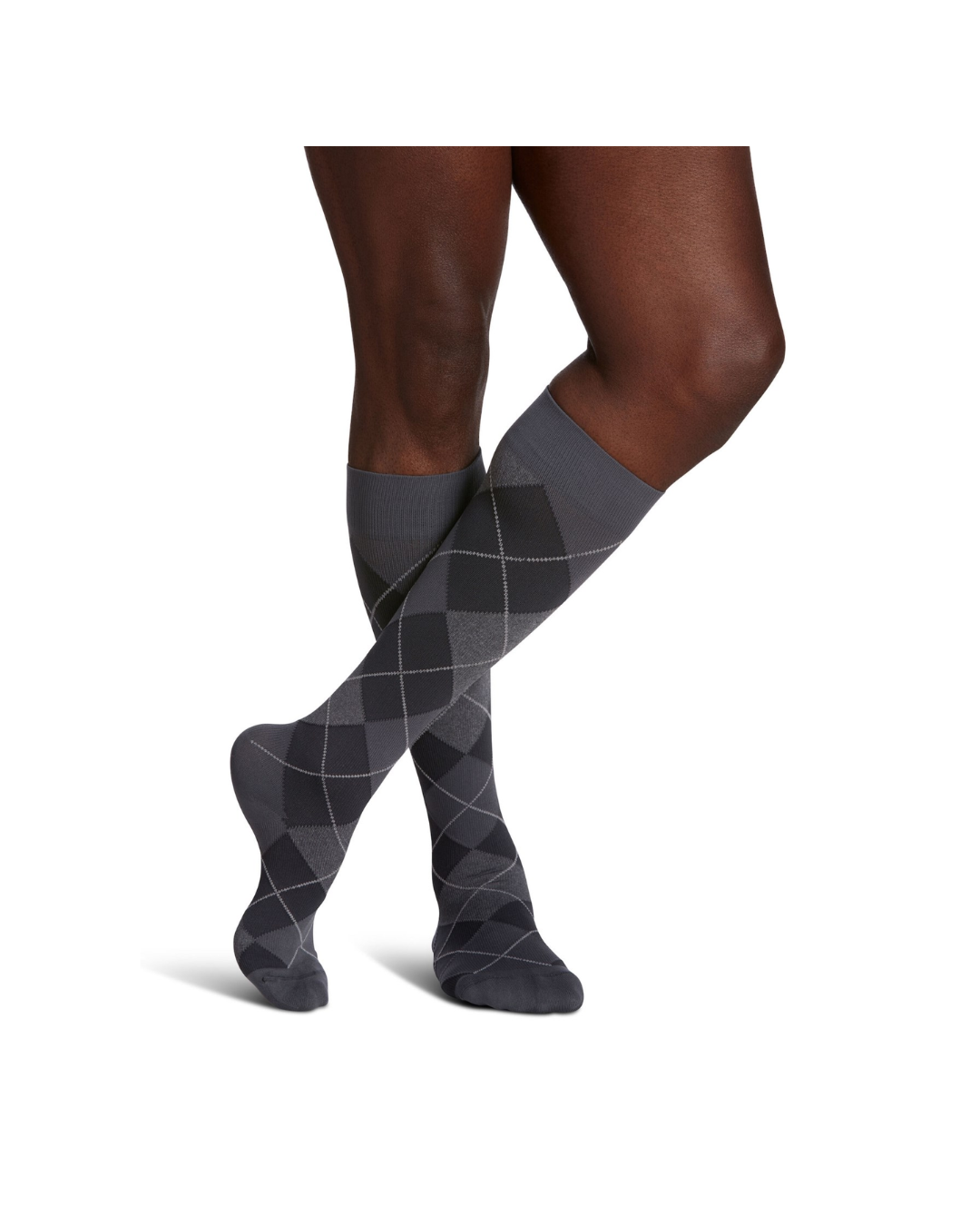 Sigvaris Well Being Microfiber Shades 183 Men's 15–20mmHg Calf Closed Toe Graphite Argyle 6½ - 8½