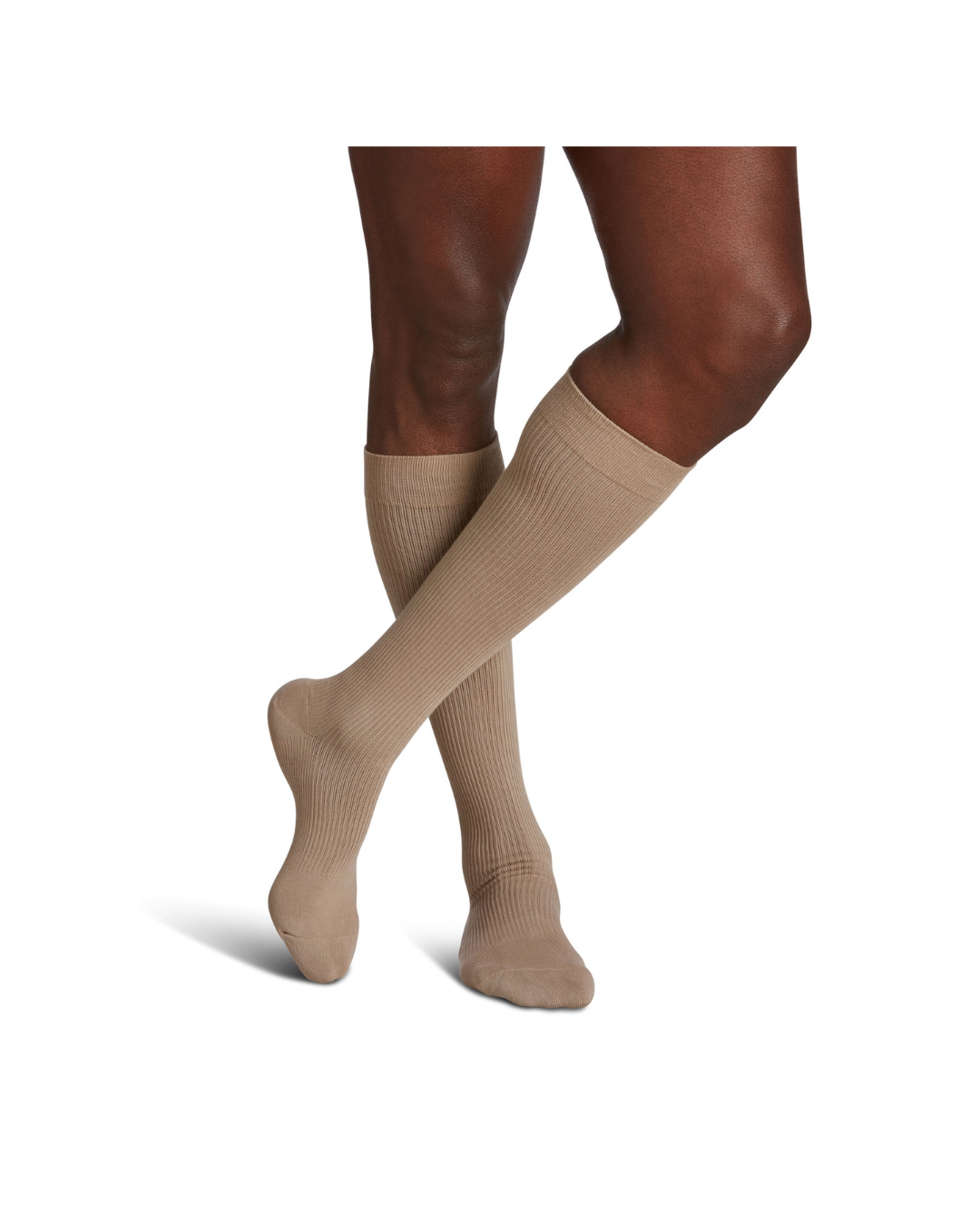 Sigvaris Well Being Casual Cotton 186 Men's 15–20mmHg Calf Closed Toe Khaki 6½ - 8½