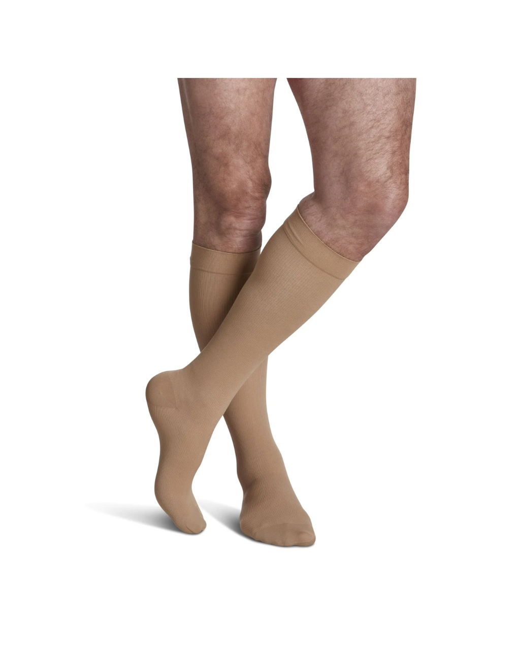 Sigvaris Essential Opaque 860 Men's 20-30mmHg Calf Closed Toe Light Beige XL