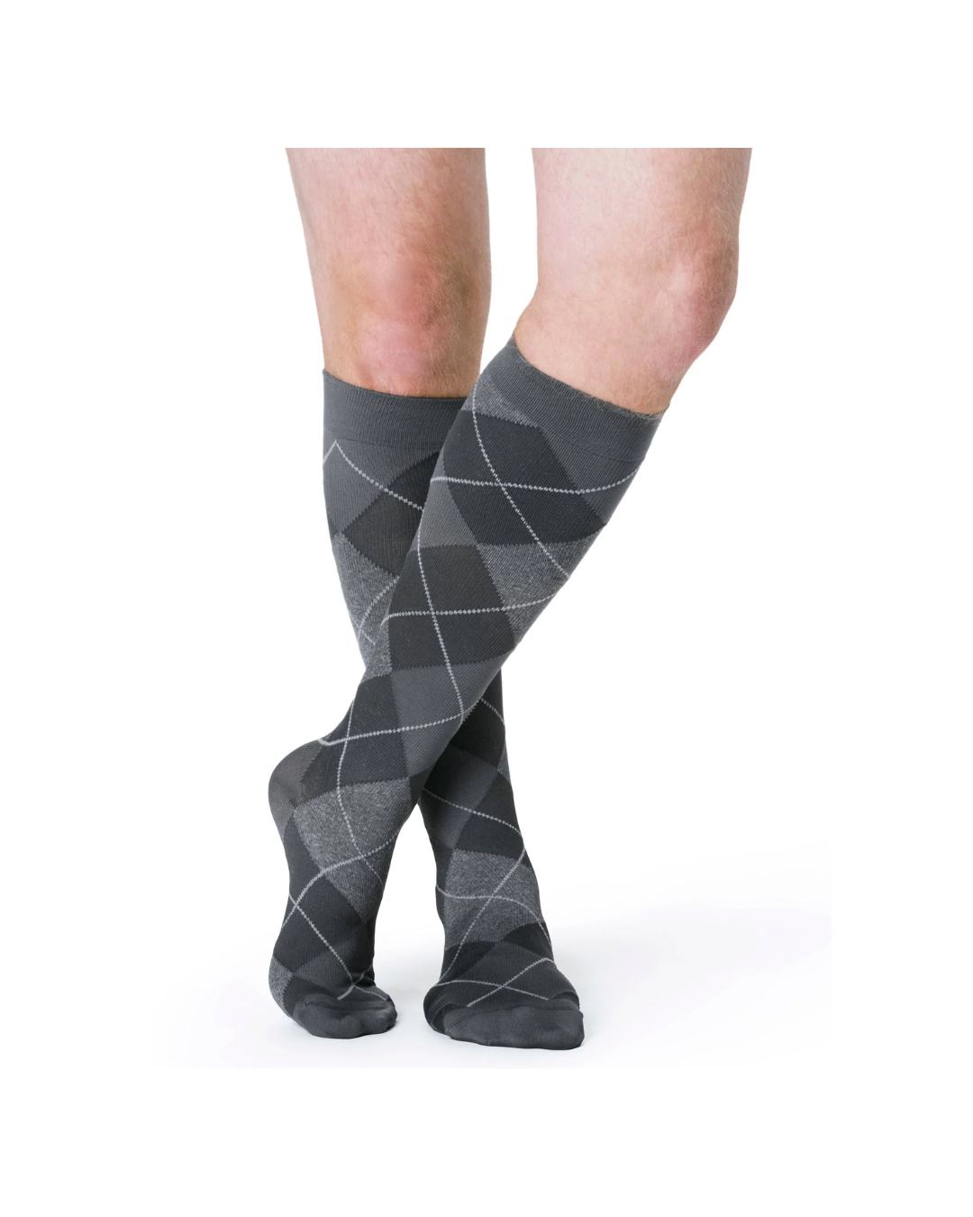 Sigvaris Style Microfiber Patterns 830 Men’s 20-30mmHg Calf Closed Toe Graphite Argyle LL