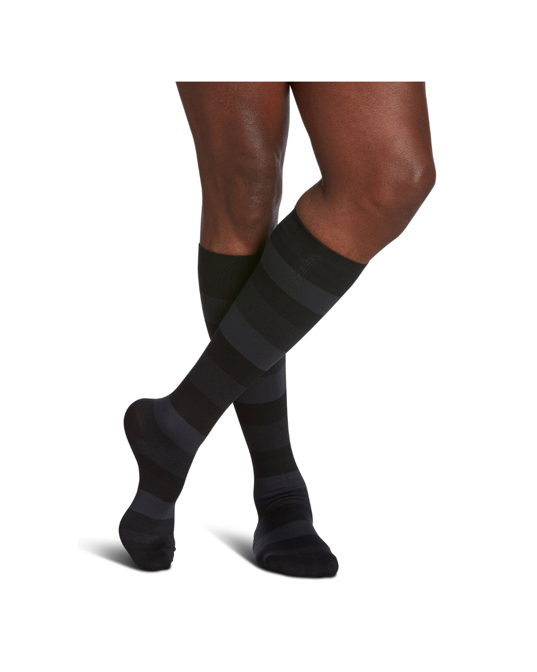 Sigvaris Style Microfiber Patterns 830 Men’s 20-30mmHg Calf Closed Toe Onyx Stripe LL