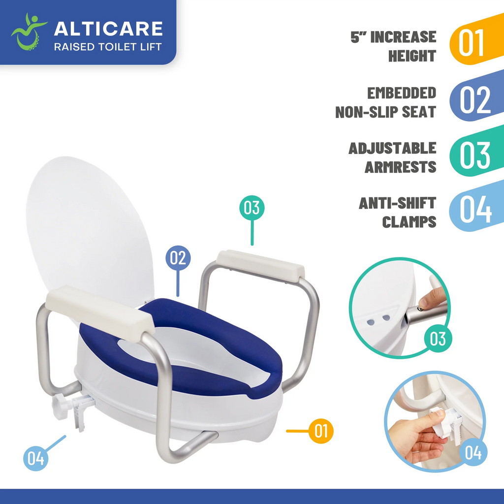 AltiCare 5” Non-Slip Raised Toilet Seat