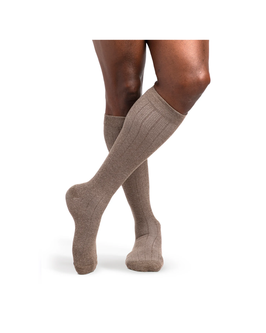 Sigvaris Style Linen 250 Men's 20–30mmHg Calf Closed Toe Brown MS