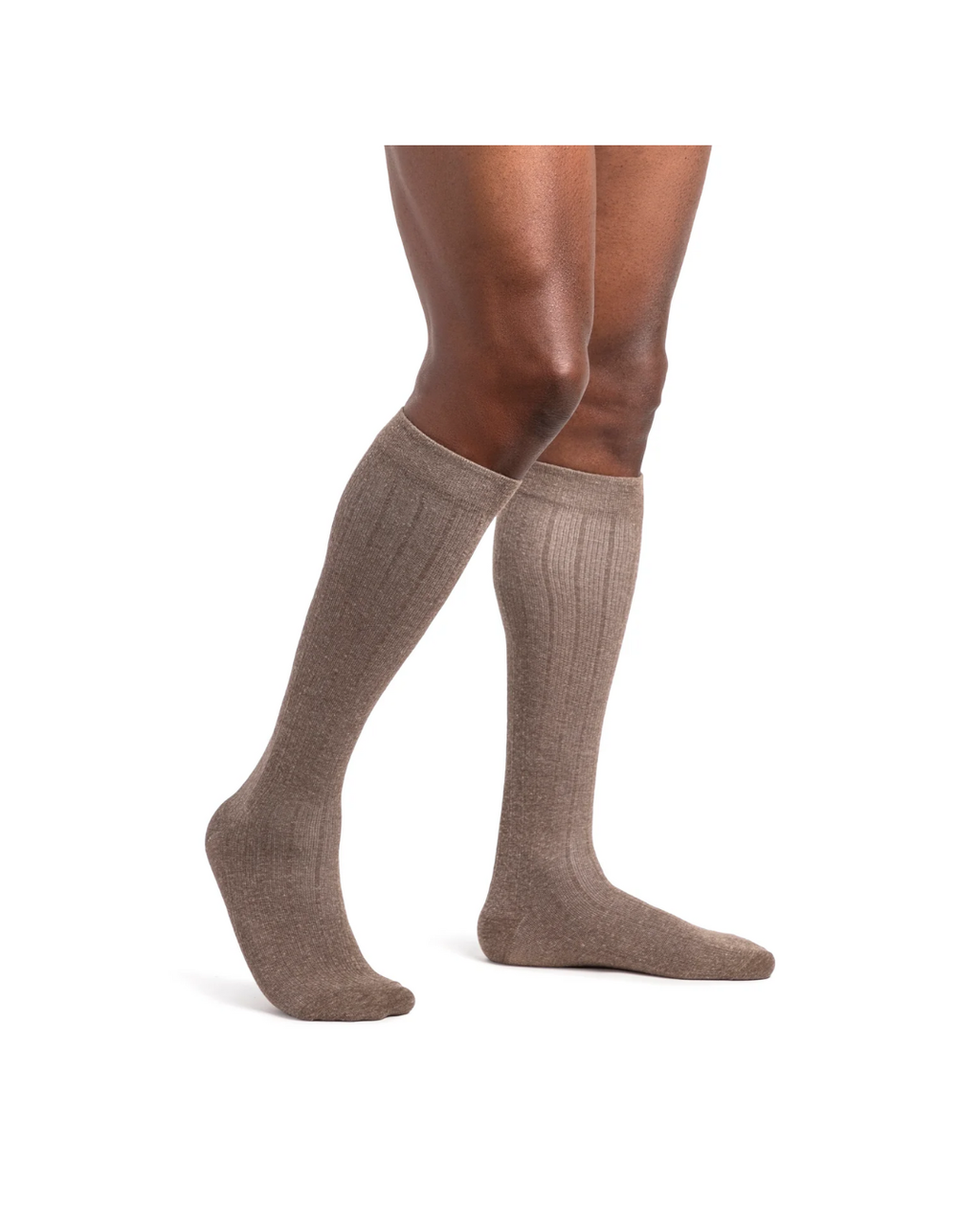 Sigvaris Style Linen 250 Men's 20–30mmHg Calf Closed Toe Brown MS