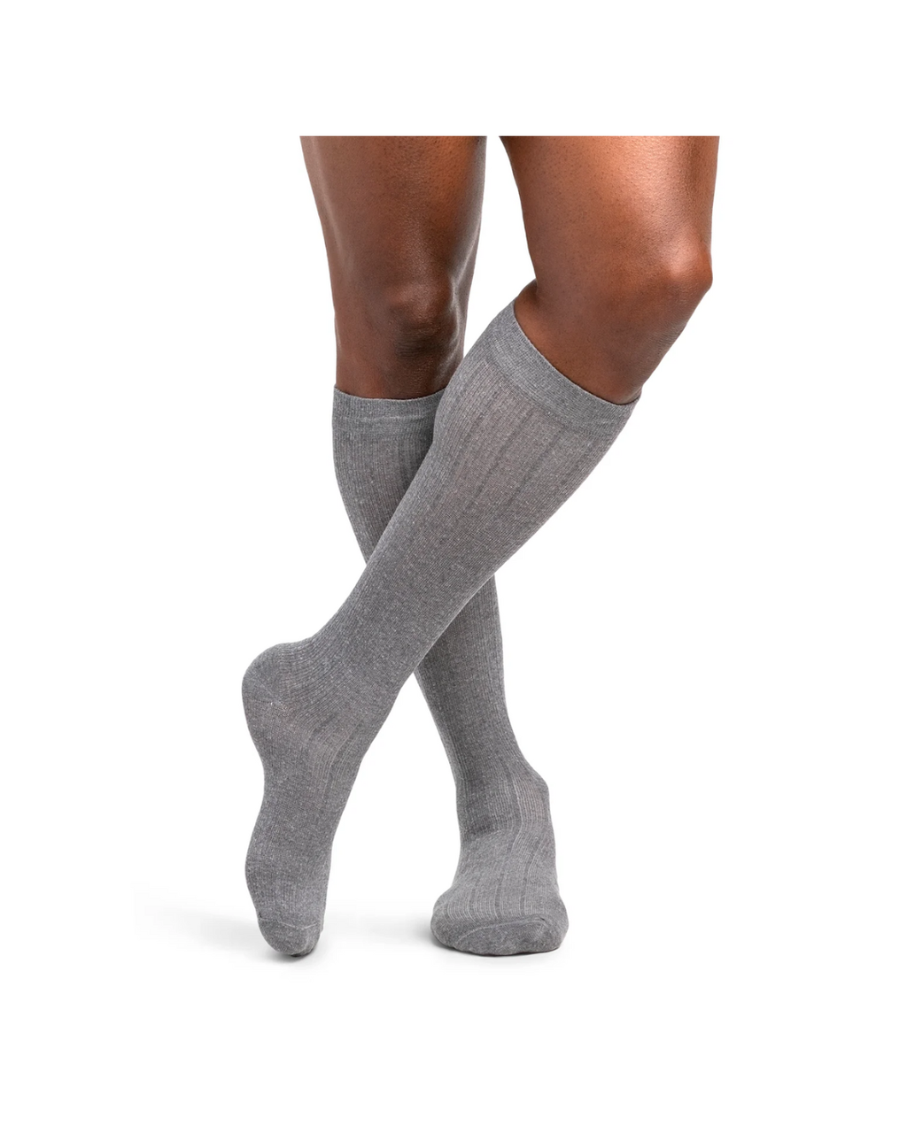 Sigvaris Style Linen 250 Men's 20–30mmHg Calf Closed Toe Light Grey MS