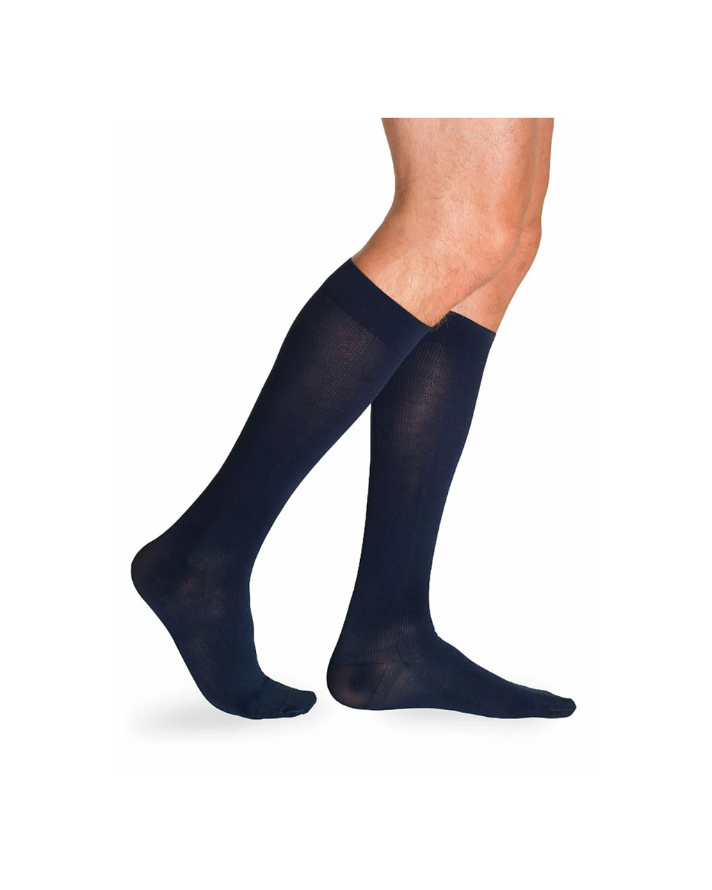 Sigvaris Essential Cotton 230 Men's 30-40mmHg Calf Closed Toe Navy Standard LS