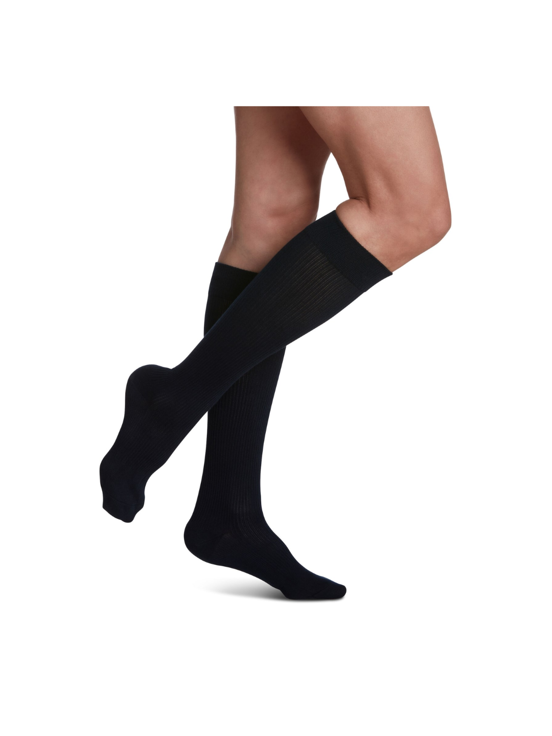 Sigvaris Well Being Casual Cotton 146 Women's 15–20mmHg Calf Closed Toe Navy 5 – 7