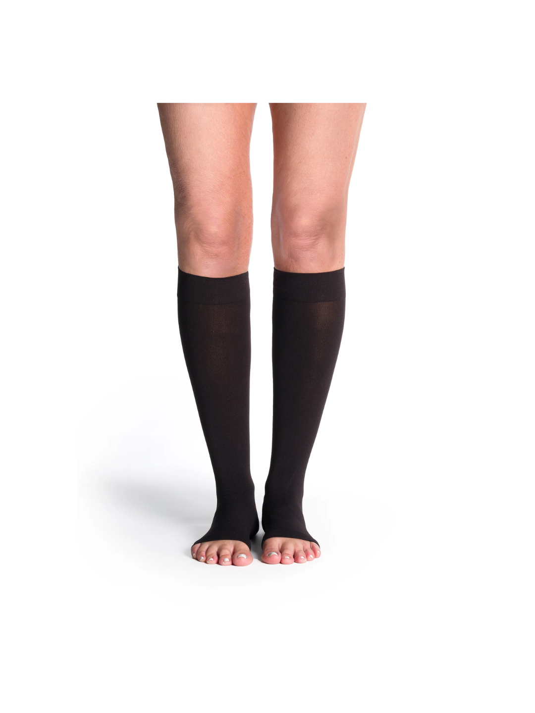 Sigvaris Style Soft Opaque 840 20–30mmHg Calf Open Toe Black Standard LL