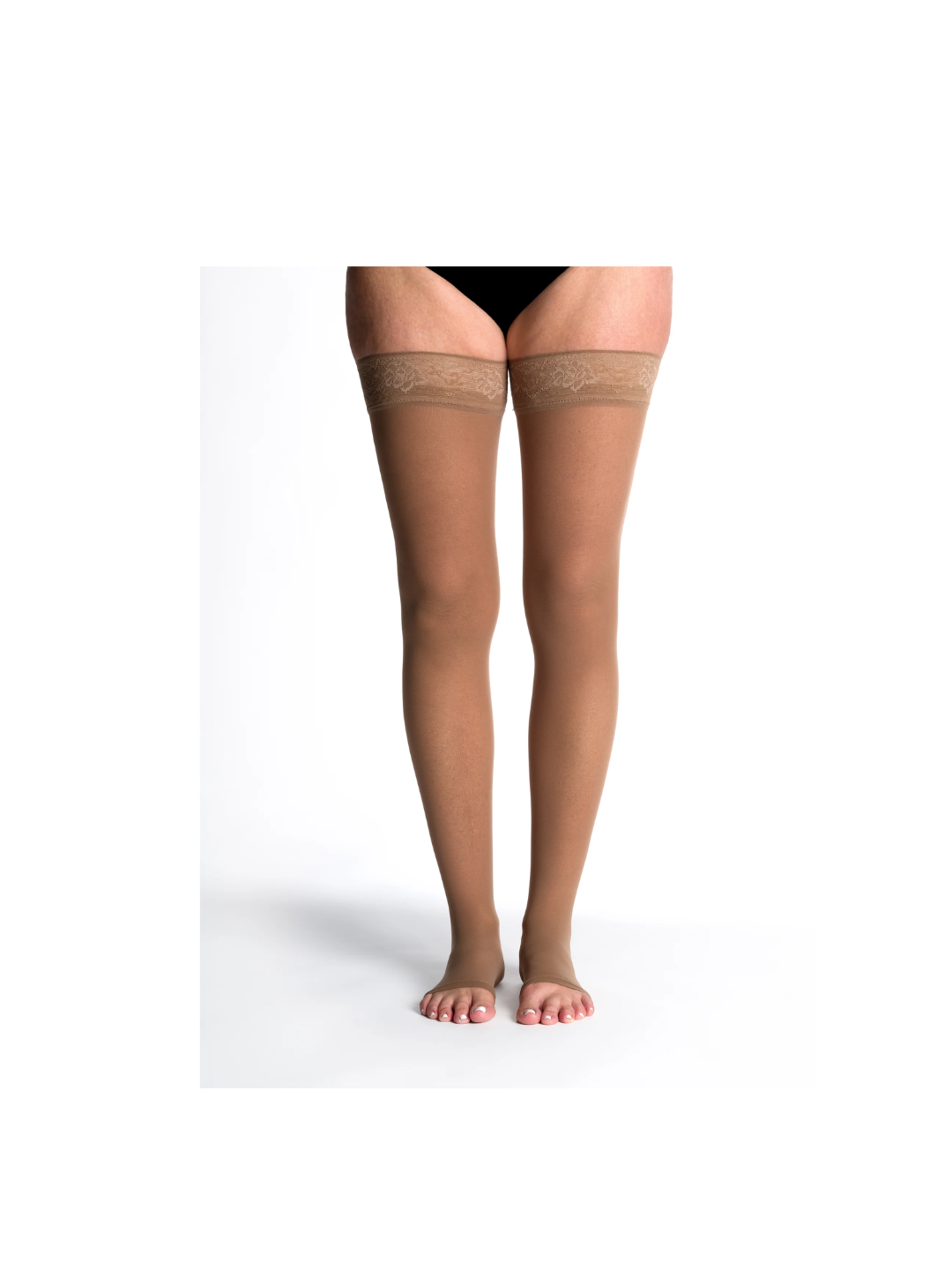 Sigvaris Style Sheer 780 20-30mmHg Thigh w/Grip-Top Open Toe Café LS