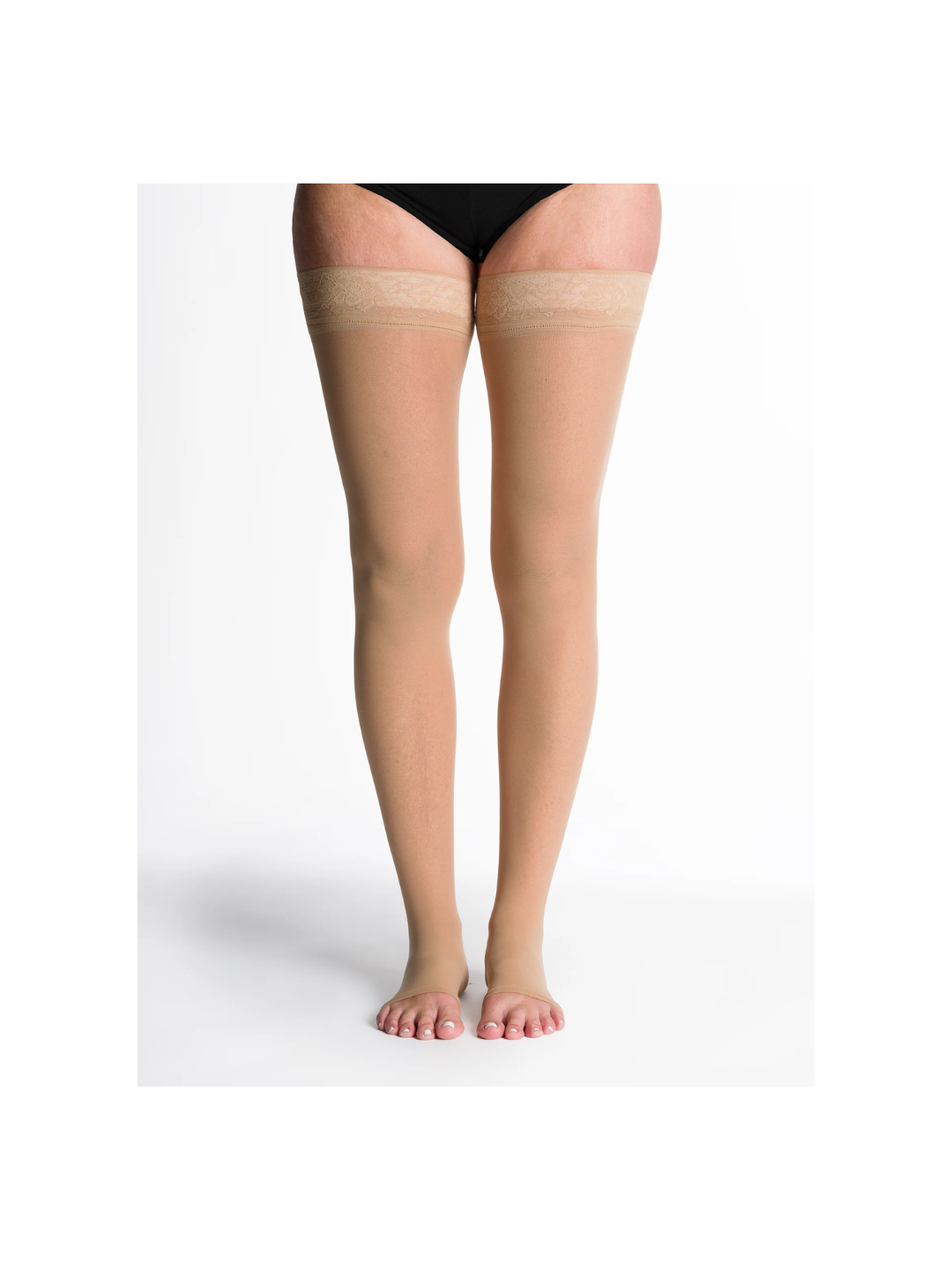 Sigvaris Style Sheer 780 15-20mmHg Thigh w/Grip-Top Open Toe Golden (Suntan) MS