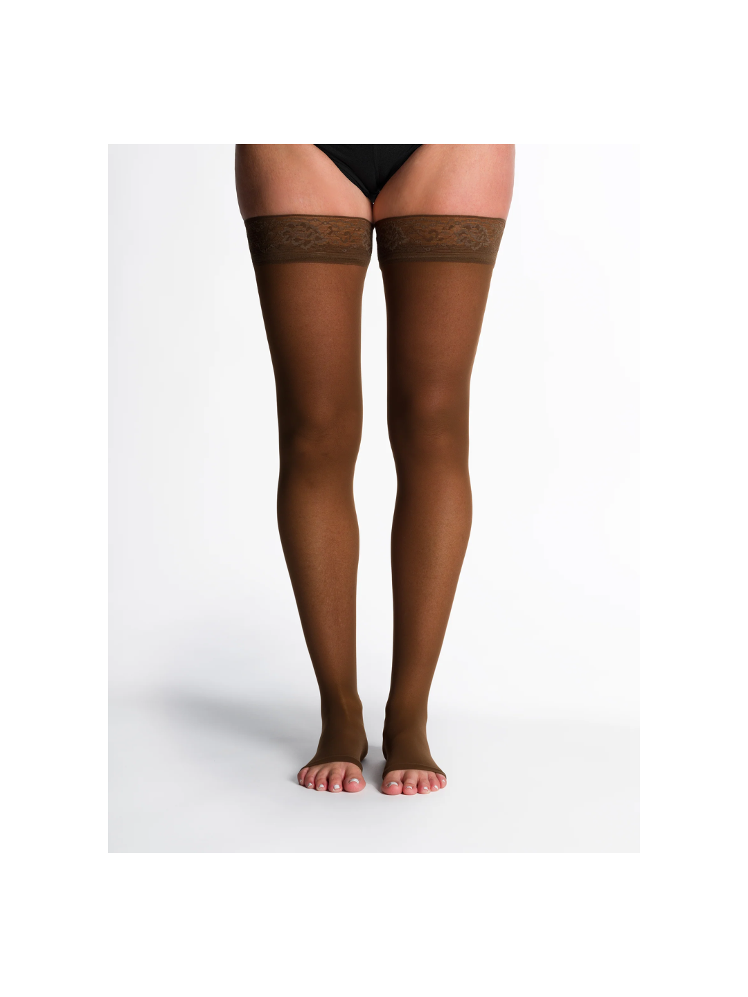Sigvaris Style Sheer 780 15-20mmHg Thigh w/Grip-Top Open Toe Mocha MS