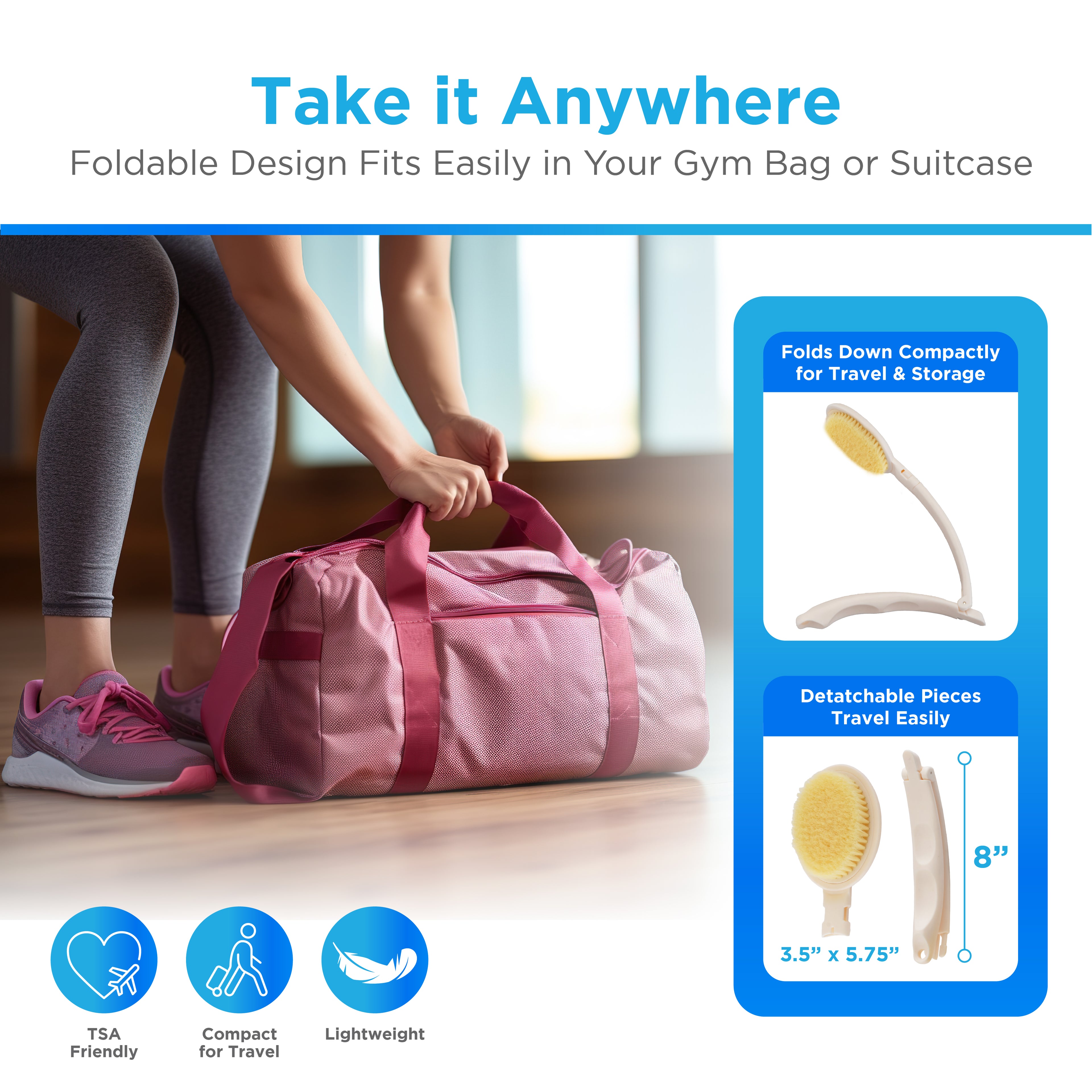 Nova 3-in -1 Folding Bath Brush Set